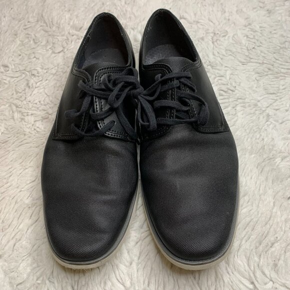 Calvin Klein Mens Kellen Black Emboss Leather Lace Up Casual Oxford Shoes 11 - Picture 1 of 7
